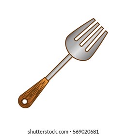 color carving fork icon image, vector illustration