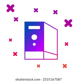 Caso del color del icono del ordenador aislado en el fondo blanco. Servidor de ordenador. Estación de trabajo. Formas dinámicas aleatorias de degradado. Vector