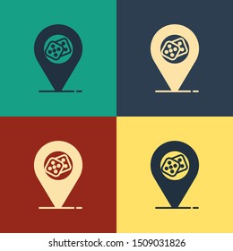 Color Casino location icon isolated on color background. Game dice icon. Vintage style drawing. Vector Illustration