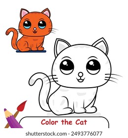 Colorea la ilustración de dibujo de gato. libro de colorear para niños. lindo gato para colorear página ilustración de color