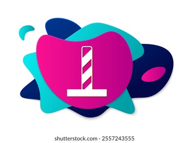 Color Cat scratching post with toy icon isolated on white background. Abstract banner with liquid shapes. Vector