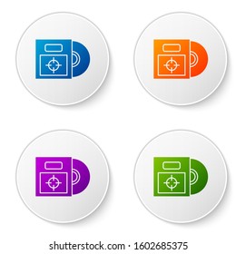 Color CD or DVD disk in box icon isolated on white background. Compact disc sign. Set icons in circle buttons. Vector Illustration