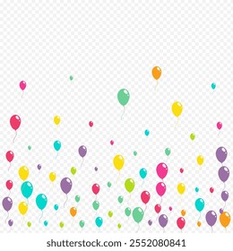 Color Celebrate Balloon Vector Transparent Background. Round Inflatable Ball Backdrop. Multicolor Surprise Pattern. Cute Jubilee Baloon Poster.