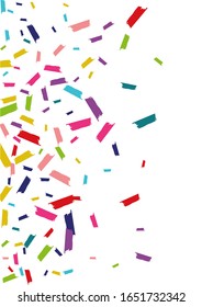 Color Celebrate Confetti Postcard. Rain Postcard. Round Flying Postcard. Color Transparent Background.