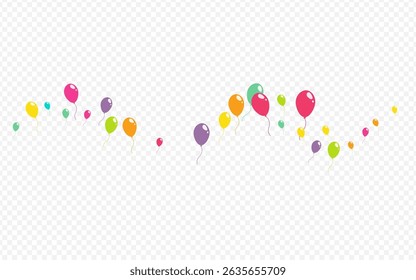 Color Celebration Balloon Vector Transparent Background. Inflatable Inflatable Ball Poster. Multicolor Fun Illustration. Cute Celebrate Ballon Template.