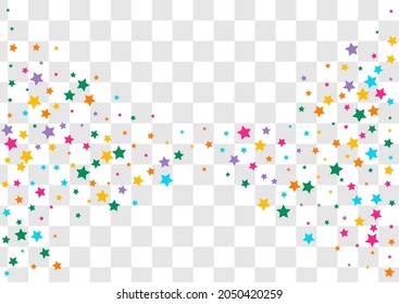 Color Celebration Vector Transparent Background Dust Wallpaper. Bright Christmas Sparkle Banner. Confetti  Template. Rainbow Shiny Star Illustration.