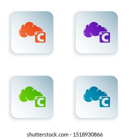 Color Celsius and cloud icon isolated on white background. Set icons in colorful square buttons. Vector Illustration