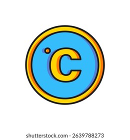 Color Celsius icon isolated on white background. Flat filled outline style with shadow. Vector
