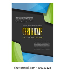 Color certificate design with modern abstract background