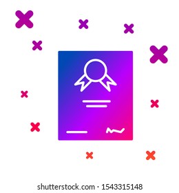 Color Certificate template icon isolated on white background. Achievement, award, degree, grant, diploma. Business success certificate. Gradient random dynamic shapes. Vector Illustration