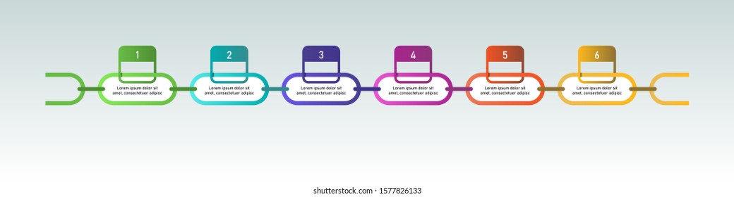 Color chain infographic for business, report, data, process, workflow and information presentation.