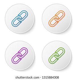 Color Chain link icon isolated on white background. Link single. Set color icon in circle buttons. Vector Illustration