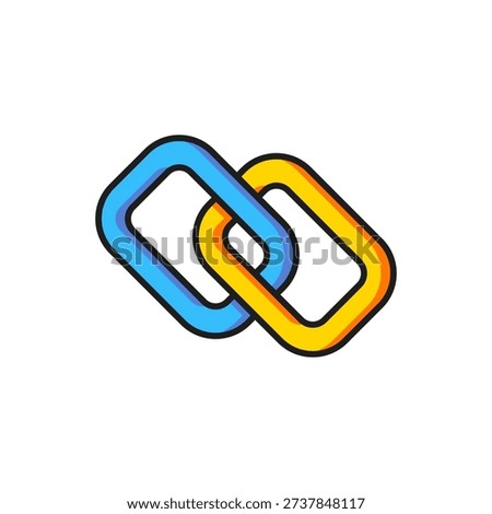 Color Chain link icon isolated on white background. Link single. Hyperlink chain symbol. Flat filled outline style with shadow. Vector