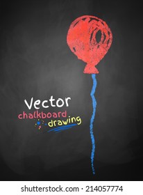 Color Chalk Drawing Of Balloon. Vector Illustration.