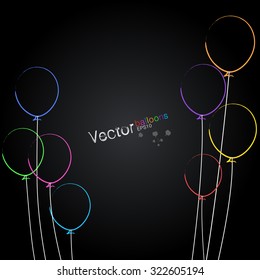 color chalk drawing of balloons, vector illustration
