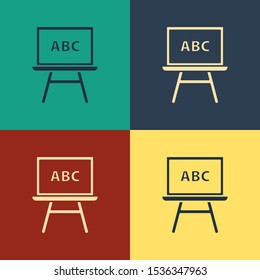Color Chalkboard icon isolated on color background. School Blackboard sign. Vintage style drawing. Vector Illustration