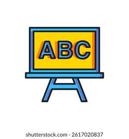 Color Chalkboard icon isolated on white background. School Blackboard sign. Flat filled outline style with shadow. Vector