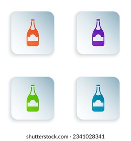 Color Champagne bottle icon isolated on white background. Set colorful icons in square buttons. Vector