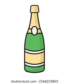 Color champagne bottle icon. Vector illustration isolated.