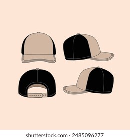 Color changeable fabric hat mockup vector illustration