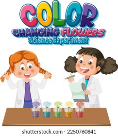 Color changing flowers science experiment illustration
