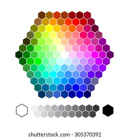 Color chart hexagon vector