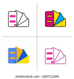 Icono de gráfico de color. Ilustración de elemento gráfico con estilo diferente en fondo blanco. Ilustración vectorial. 