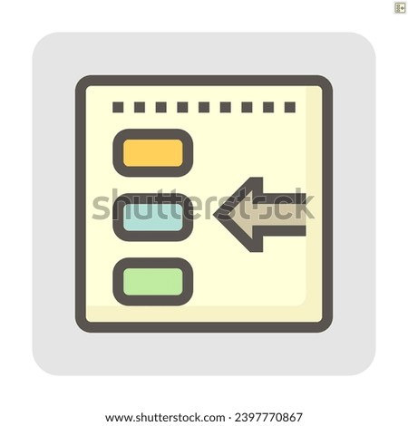 Color chart or palette vector icon. May called sample, swatch or catalogue of material for designer to design, choosing or selection for style, fashion. To paint or spray interior or skin. 48x48 pixel