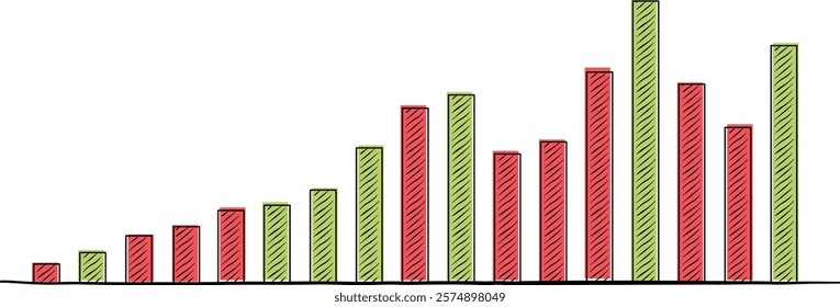 color chart of trading or sales indicator positive without background