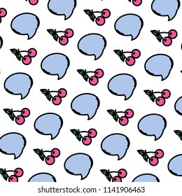 color chat bubble and cherrys fruit background