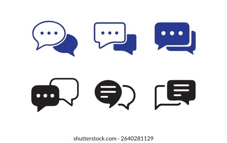 Color Chat Bubble Icon Set – Blue and Green Communication Symbols. Vector illustartion eps 10