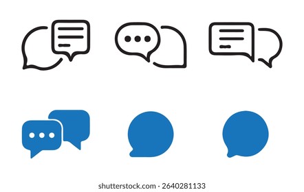Color Chat Bubble Icon Set – Blue and Green Communication Symbols. Vector illustartion eps 10