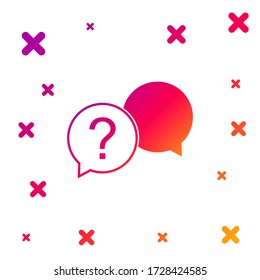 Icono de conversación en color aislado en fondo blanco. Símbolo de burbuja de voz de ayuda. Signo de FAQ. Signo de signo de interrogación. Gradiente formas dinámicas aleatorias. Ilustración vectorial
