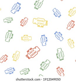 Color Check engine icon isolated seamless pattern on white background. Vector.