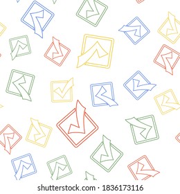 Marca de verificación de color en un icono de línea de caja aislado patrón transparente en fondo blanco. Símbolo de marca. Marque el signo del botón de lista. Vector.