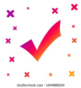 Icono de marca de verificación de color aislado en fondo blanco. Símbolo de marca. Formas dinámicas aleatorias degradadas. Ilustración vectorial