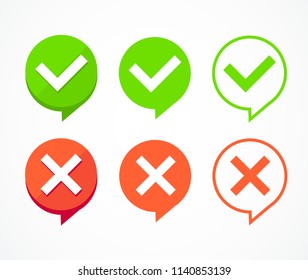 Color Checkboxes Signs Set Tick and Cross Elements for Form Web Design. Vector illustration of Check Box