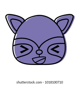 color cheerful raccoon head wild animal