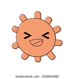 farbige fröhliche Sonne mit Lichterrochen kawaii