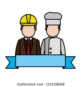 color chef hat and businessman helmet with ribbon