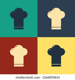 Color Chef hat icon isolated on color background. Cooking symbol. Cooks hat. Vintage style drawing. Vector Illustration