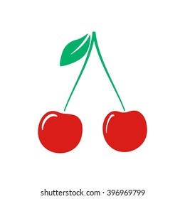 Color Cherry icon isolated on background. Modern flat pictogram. Trendy Simple vector symbol for web site design or button to mobile app. Logo illustration.