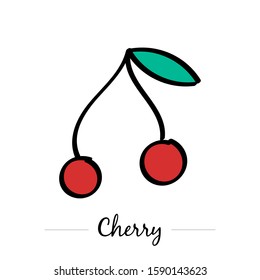 Color cherry. Isolated on white. Vector illustration