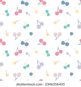 color cereza patternura fruta orgánica estilo moda linda chica diseño de teja ilustración vectorial