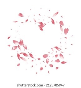 Color Cherry Petal Vector White Background. Pink Romance Lotus Petal Design. Sakura Petal Japan Card. Wedding Apple Petal Product.