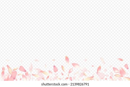Color Cherry Vector Transparent Background. Rose Overlay Congratulation. Heart Air Template. Petal Nature Banner. Bright Apple Aroma Poster.