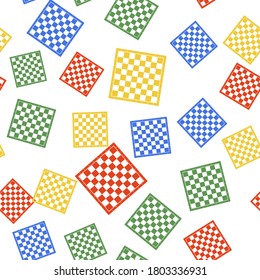Color Chess board icon isolated seamless pattern on white background. Ancient Intellectual board game. Vector.