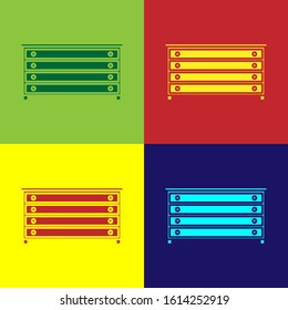 Color Chest of drawers icon isolated on color background.  Vector Illustration