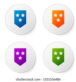 Color Chevron icon isolated on white background. Military badge sign. Set icons in circle buttons. Vector Illustration