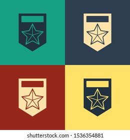 Color Chevron icon isolated on color background. Military badge sign. Vintage style drawing. Vector Illustration